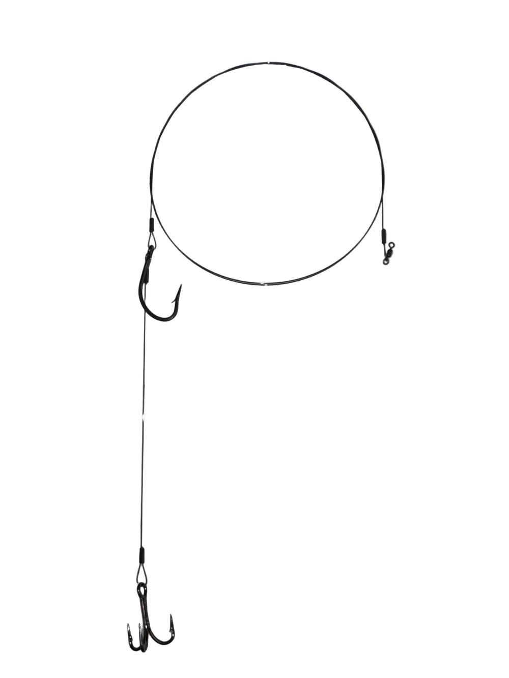 All Titanium Single Pogie Rig (10pk): 40lb / 40lb Trace Wire / Mustad J-Hook / VMC Treble