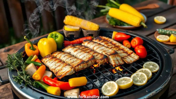 Grilled wahoo steaks on a hot grate — ready for the pineapple-habanero salsa. Credit: Fork and Fry