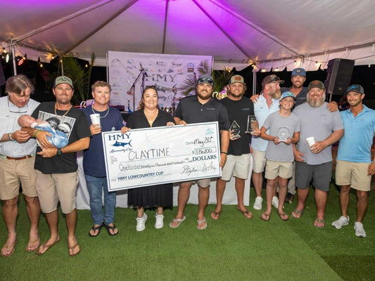 Claytime, a 60-foot B and D captained by Phillip Fender, finished Day 1 atop the 2026 HMY Lowcountry Cup leaderboard with 2,600 points. Photo: Marlin Magazine.