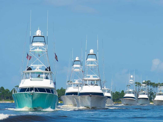 The Mississippi Gulf Coast Billfish Classic fleet at Point Cadet Marina in Biloxi after Day 1 was cancelled in eight-to-ten-foot seas — photo by Marlin Magazine.