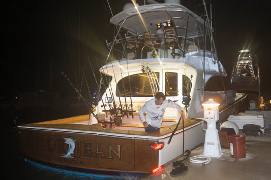 Lou Jean Marina and the SFC Carrier Cup fleet on Day 1 of the 2026 event as the New Jersey Sea Birds took the provisional 900-point lead — photo: Sport Fishing Championship.