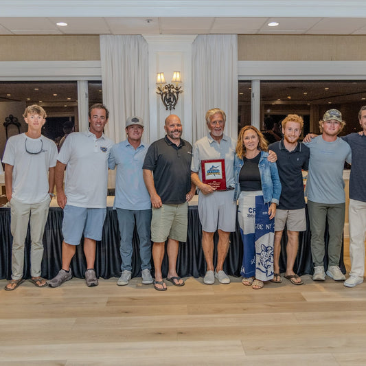 The Canyon Lady crew accepts the Most Points Overall plaque at the 2026 South Jersey Yacht Sales Offshore Showdown awards ceremony at the Grand Hotel of Cape May