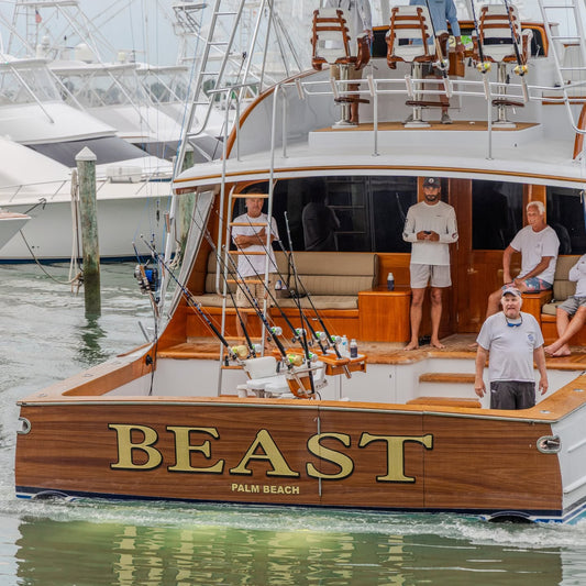 The Beast, an 80-foot Merritt sportfisher, returns to Canyon Club Resort Marina with its crew on Day 1 of the 2026 South Jersey Yacht Sales Offshore Showdown in Cape May. Photo by South Jersey Tournaments.