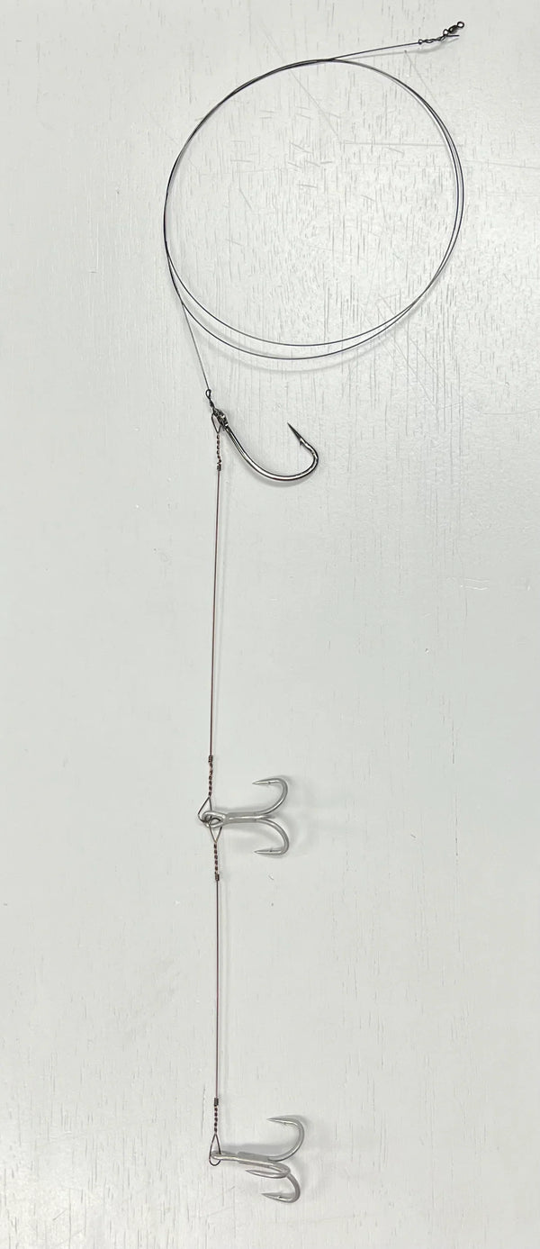 XL Kite 50 lb Main Wire #8 Trace Wire 6/0 J Hook (Double) 1/0 Treble BKK